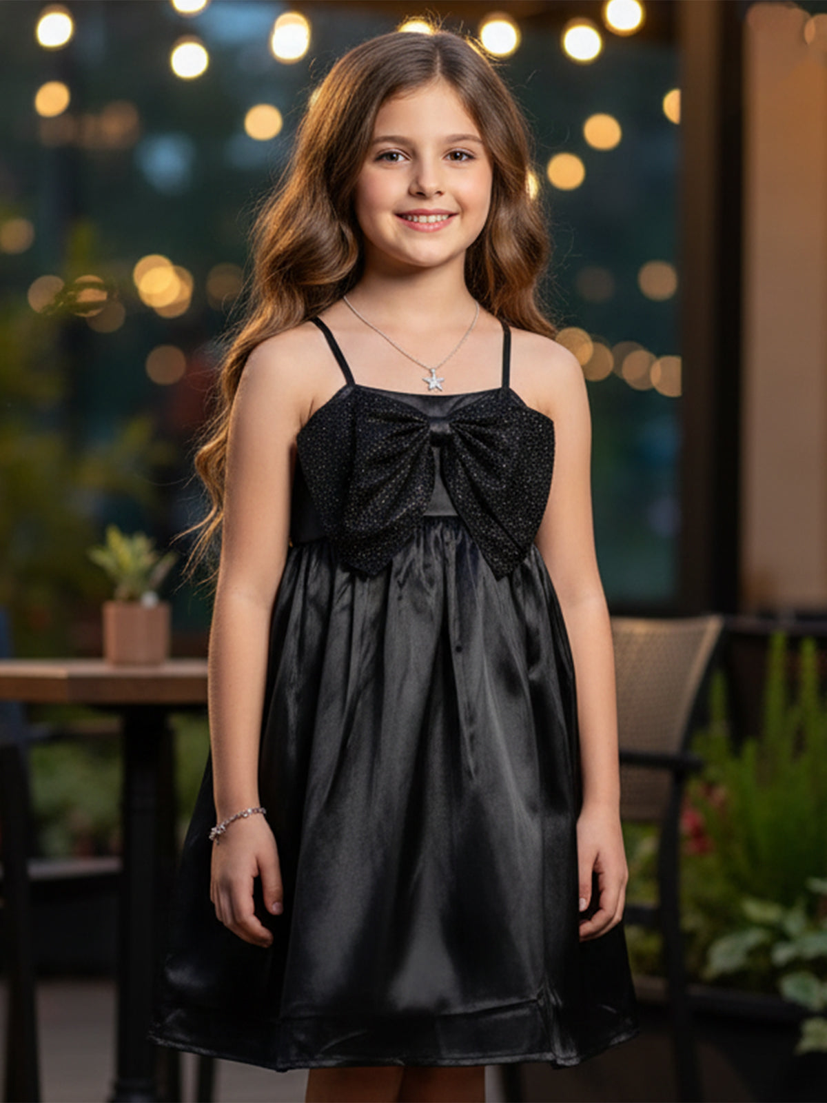 Black silk party wear frock