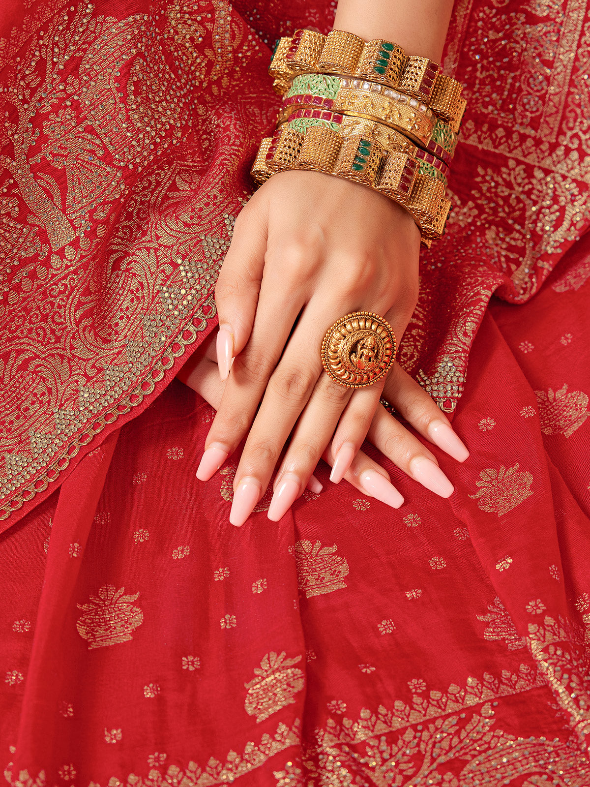 Red vibrant bhavana festive drape