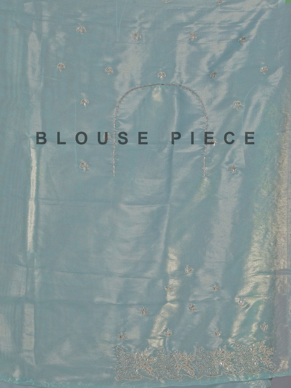 Aqua tissue silk festive wedding saree