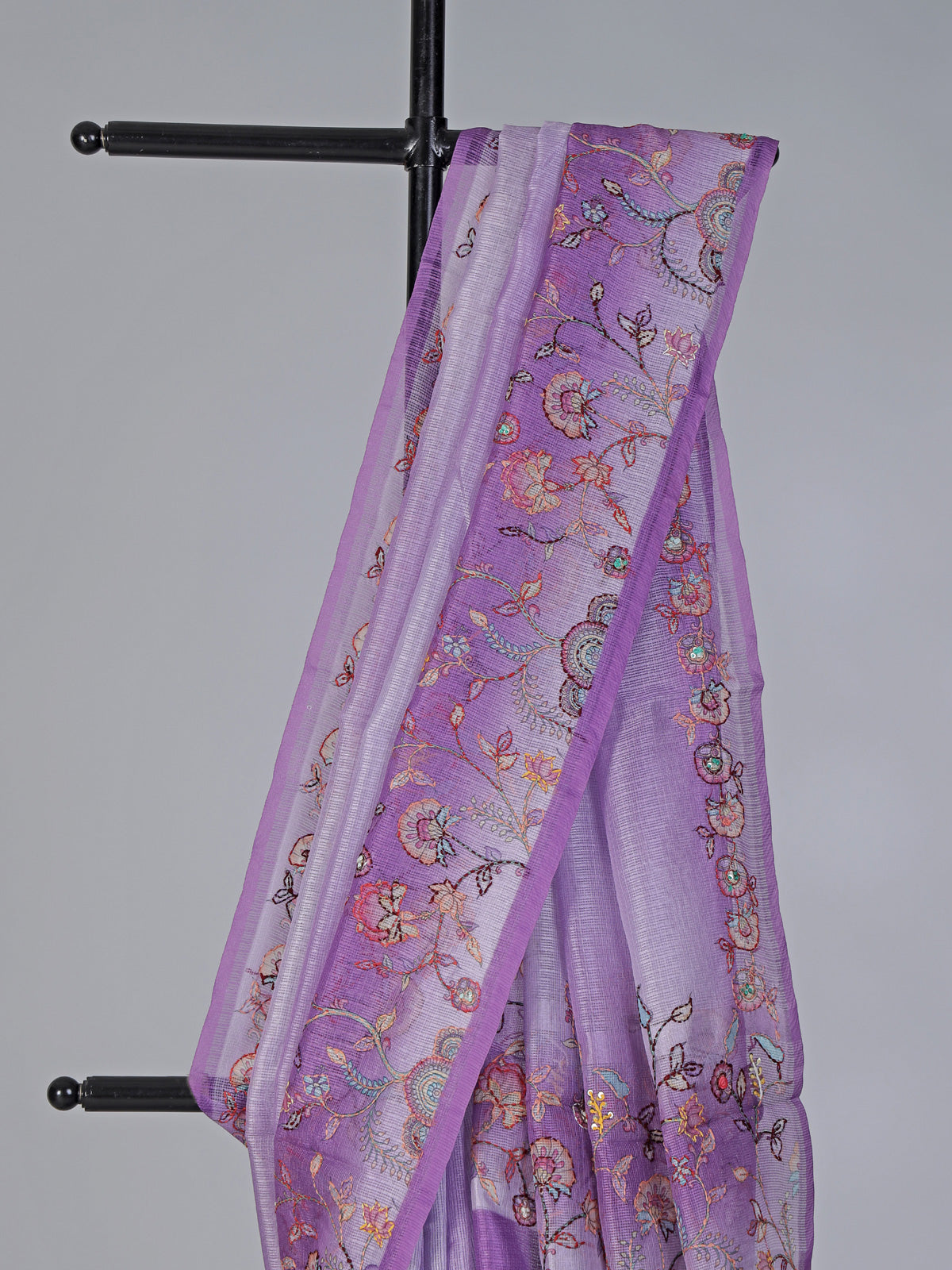 Purple semi tusser silk saree