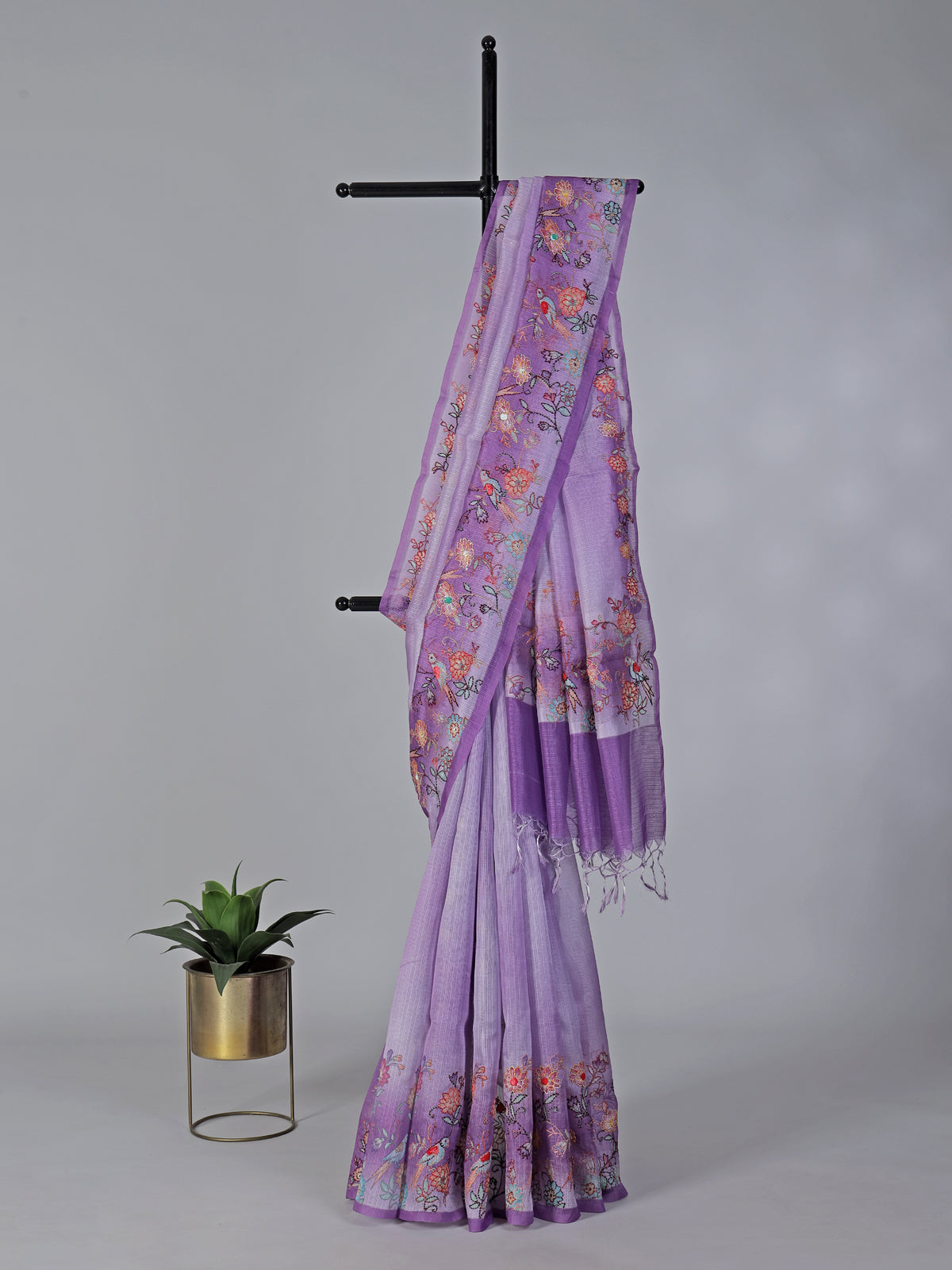 Purple shaded art cotton saree