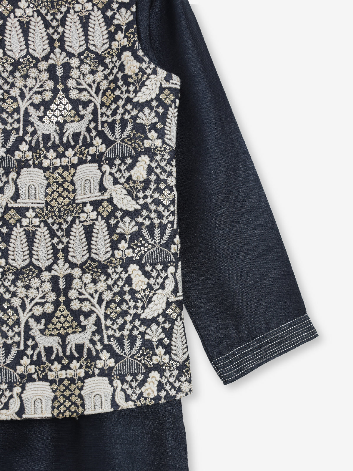 Charcoal grey silk waistcoat set for boys