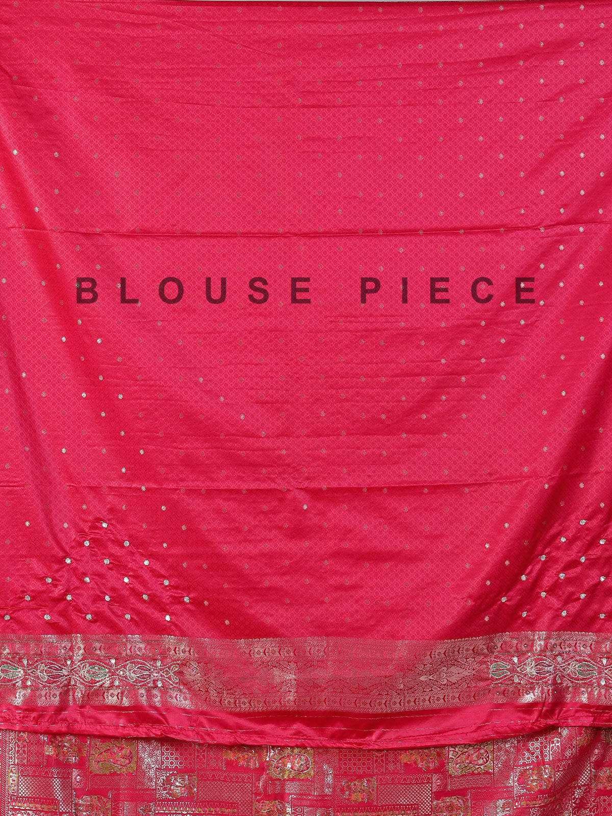 Reddish pink semi silk festive saree