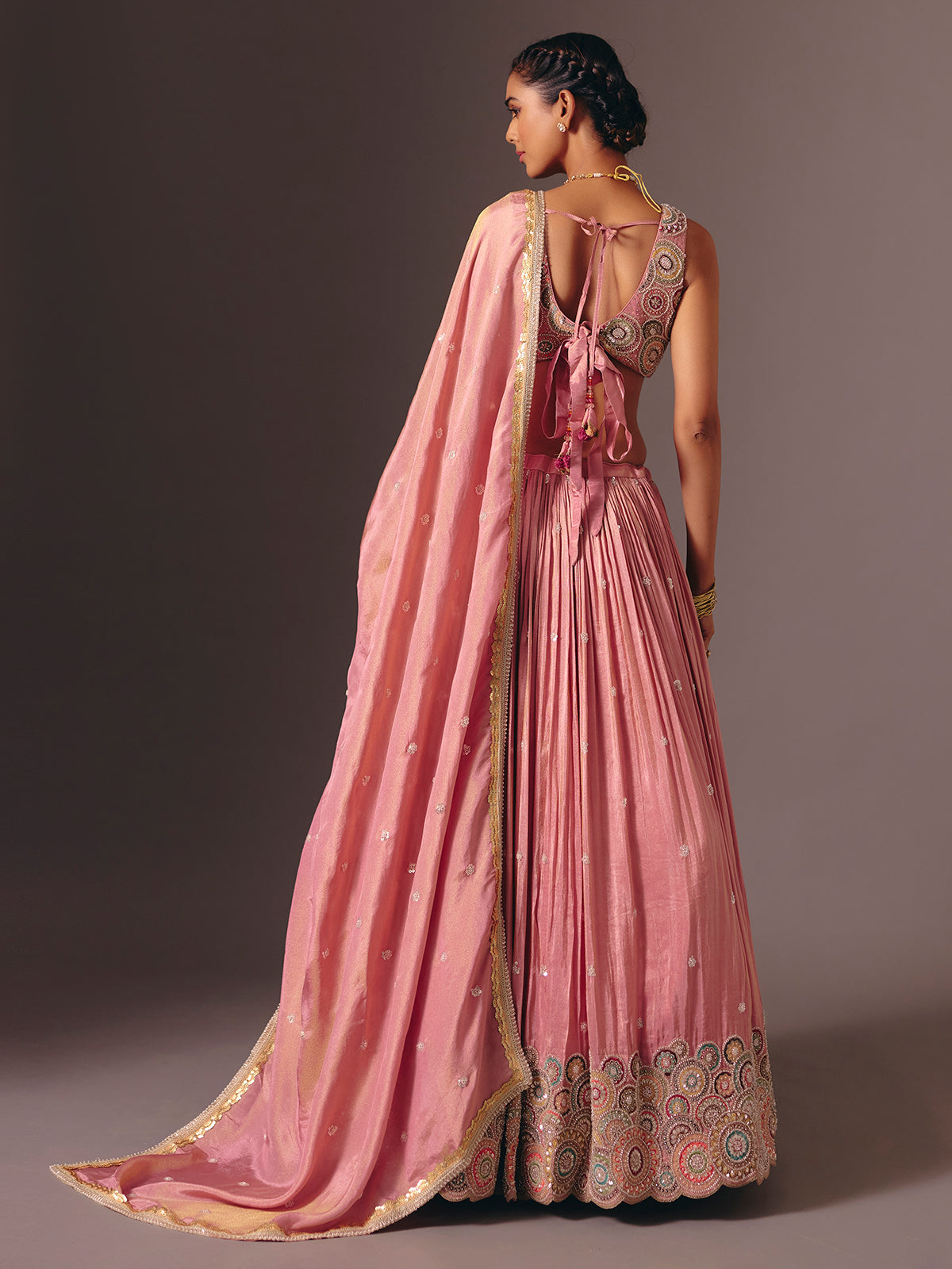 Pink silk designer lehenga choli for reception wear