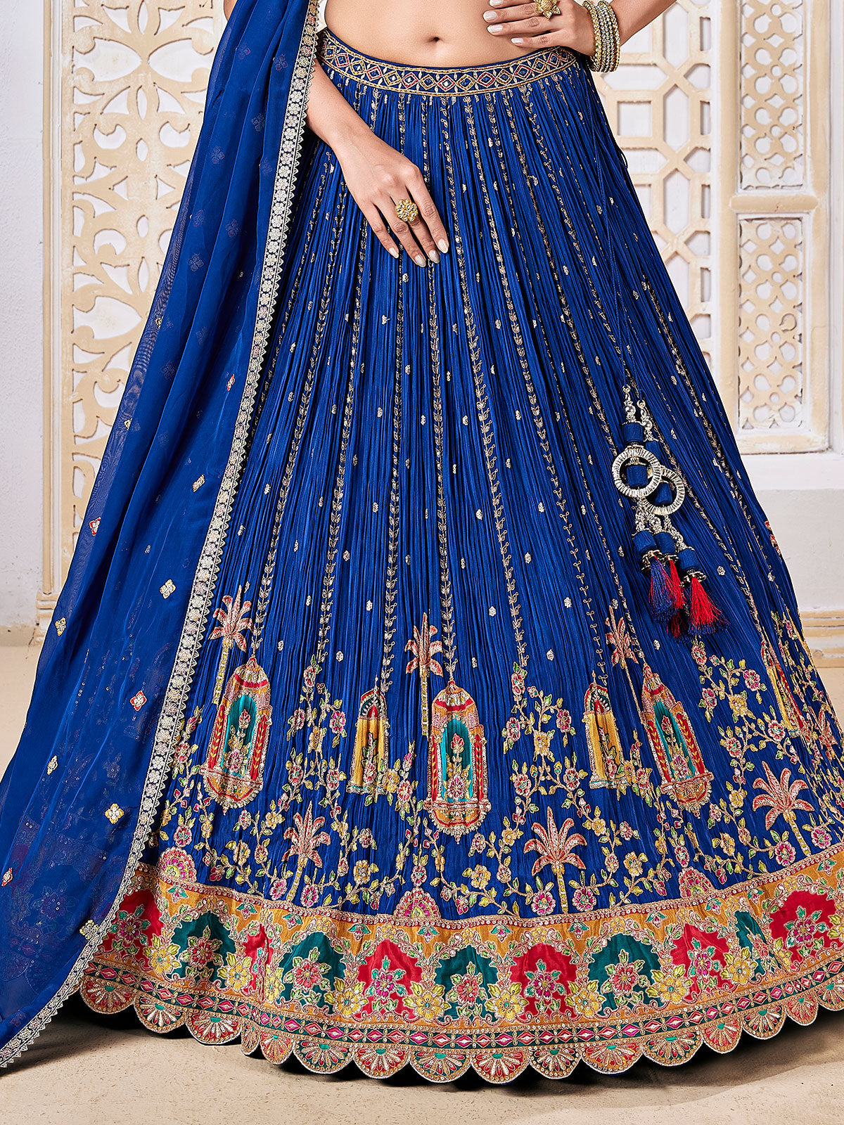 Royal blue thread work lehenga choli