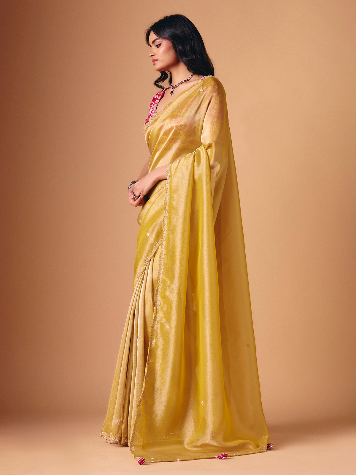 Gold tissue silk festive wear saree
