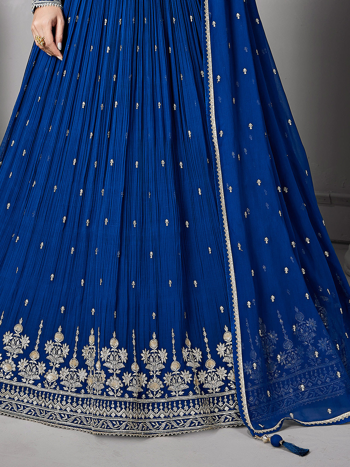 Royal blue pakistani anarkali wedding wear suit