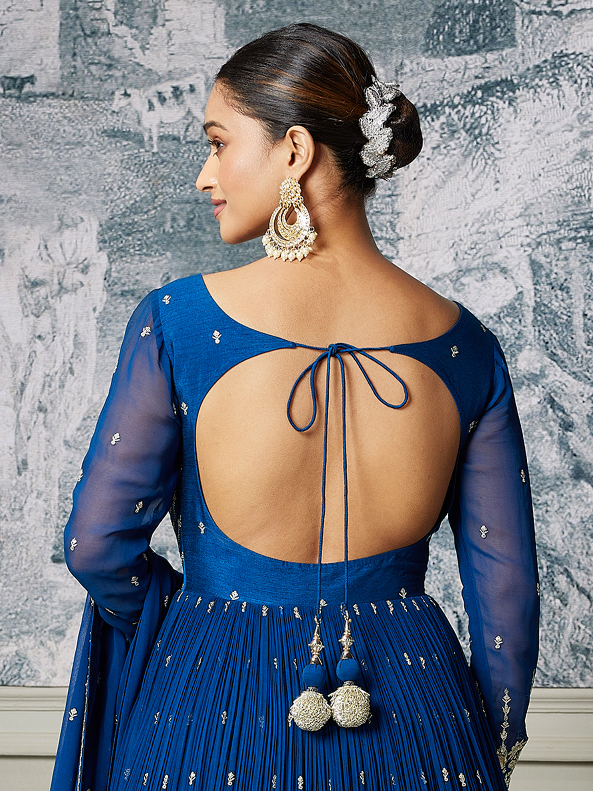 Royal blue pakistani anarkali wedding wear suit