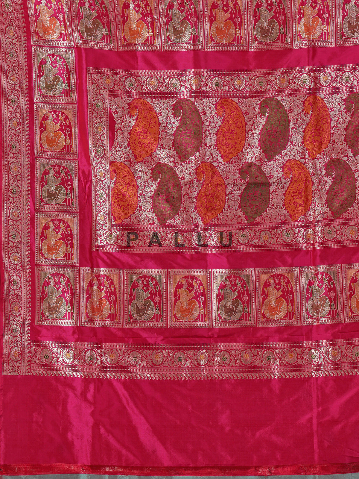Rani pink zari banarasi silk saree