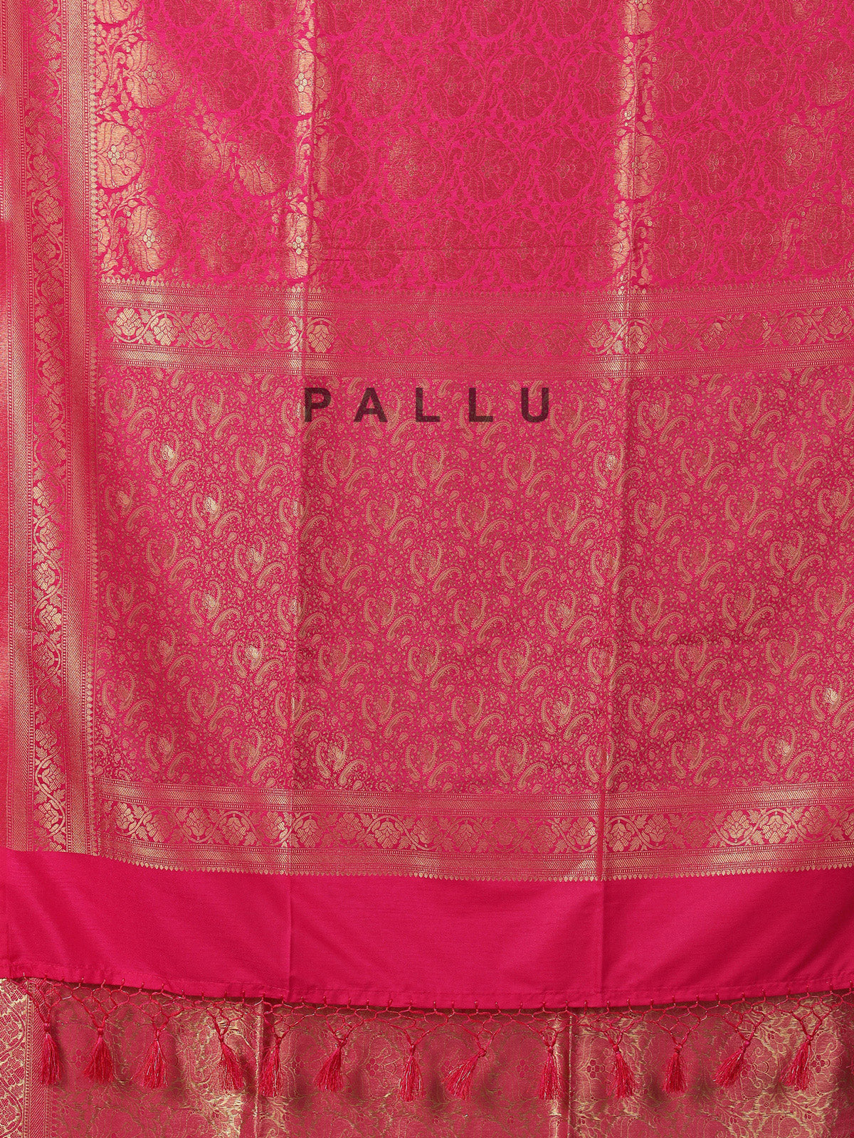 Gajari pink semi silk zari work saree