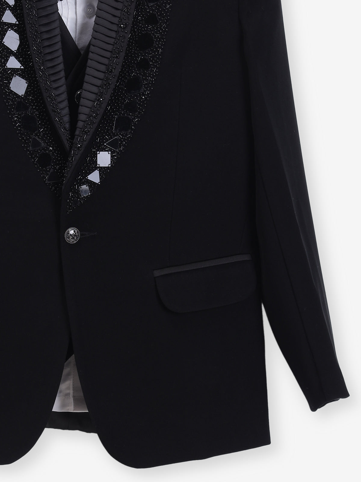 Black coat suit for reception wear in terry rayon