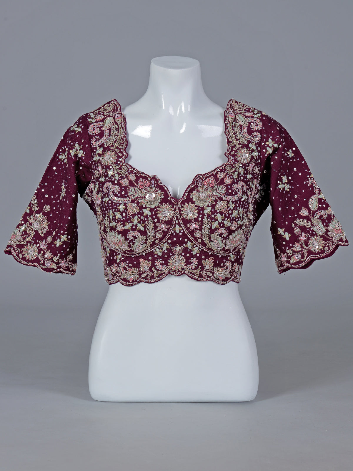 Maroon art silk blouse for wedding wear saree and lehenga