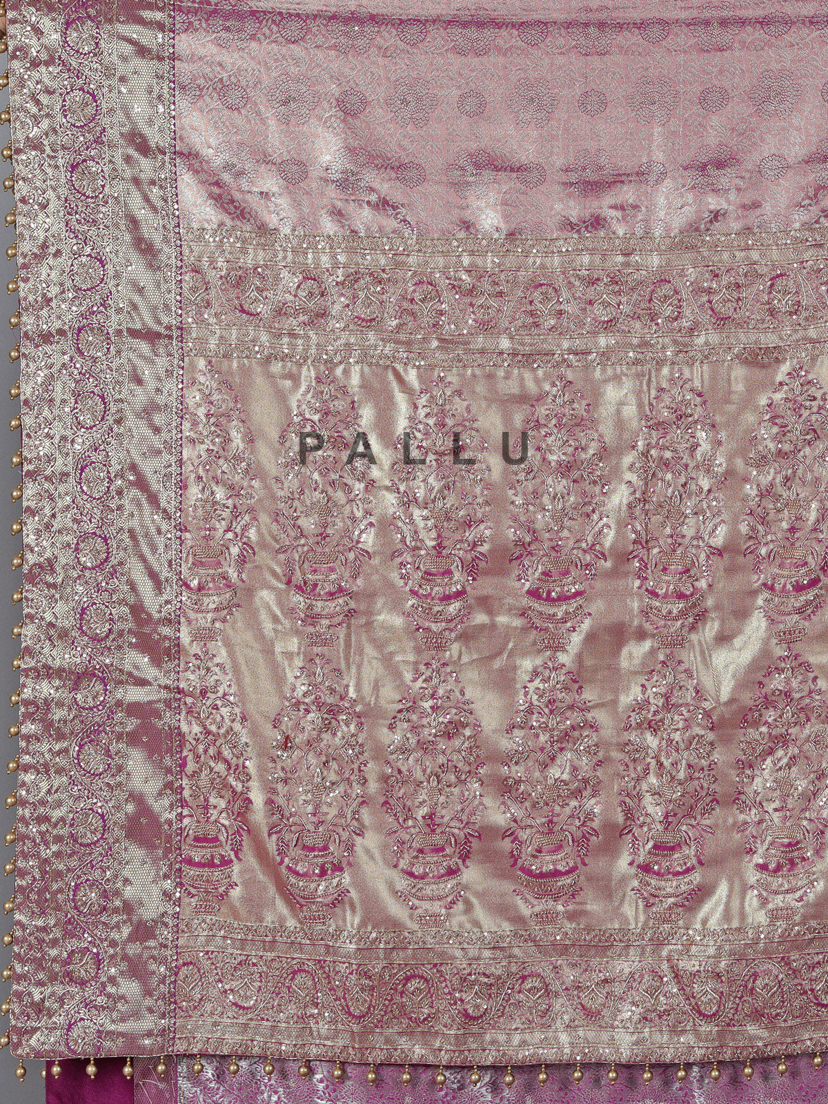 Purple semi kanjivaram silk saree with zardosi work