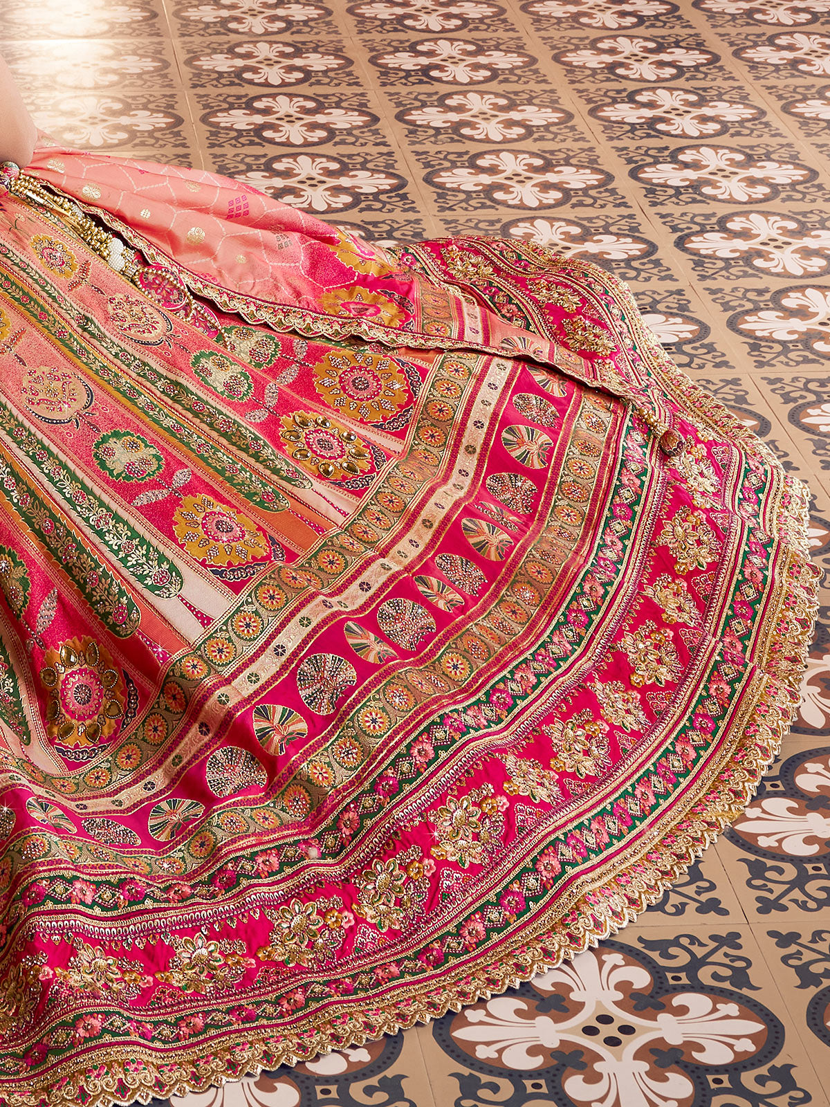 Pink banarasi silk lehenga choli with rich zari shine