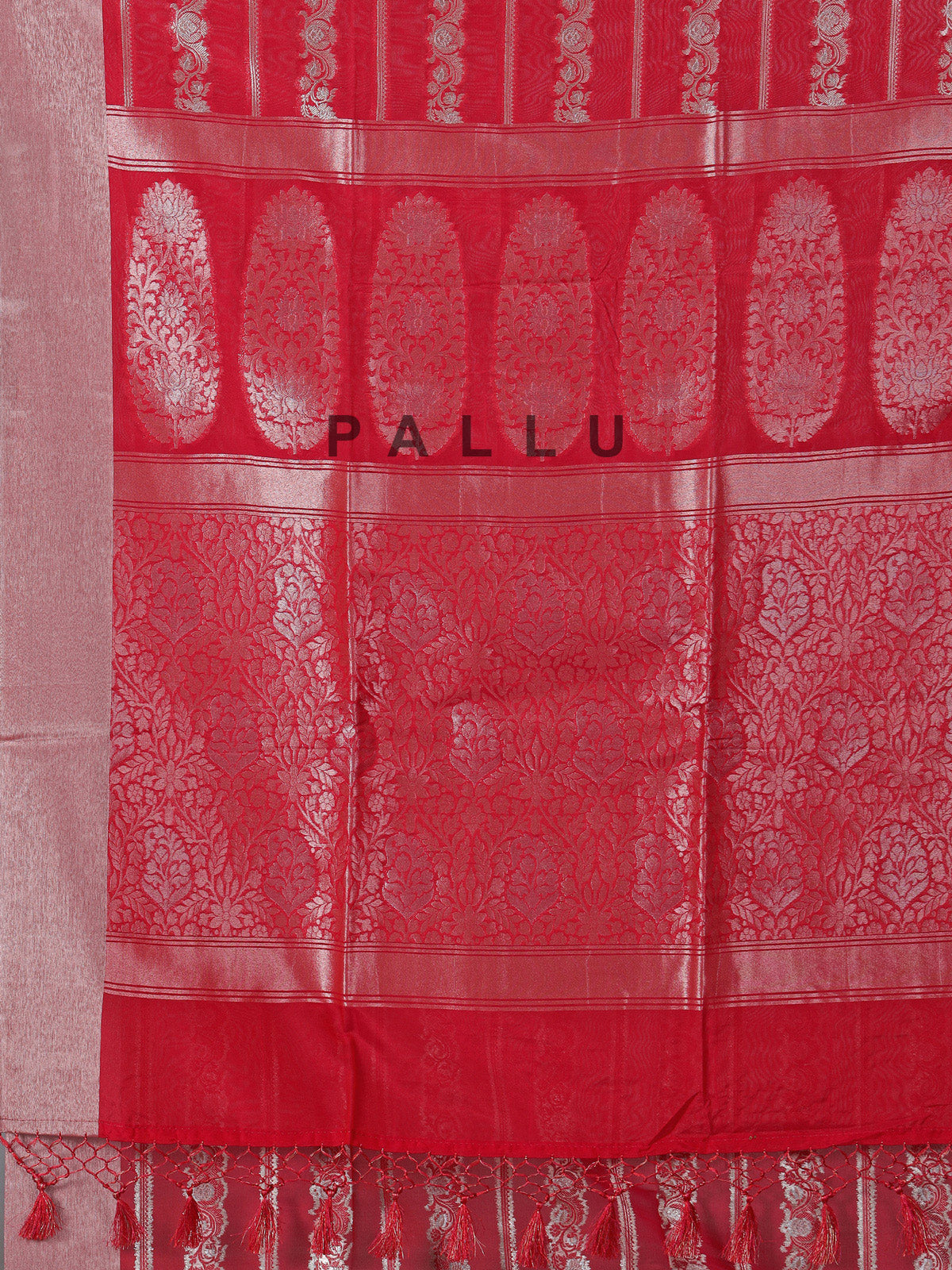 Red art silk zari work saree for celebrations