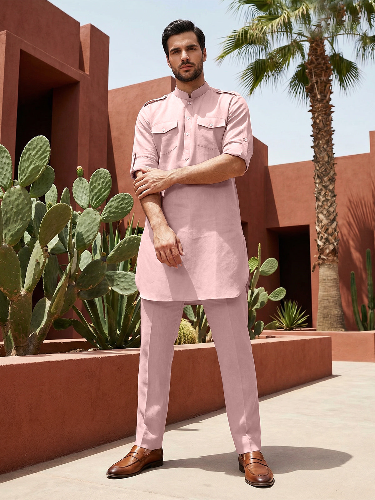 Onion brown elegant mandarin pathani ensemble