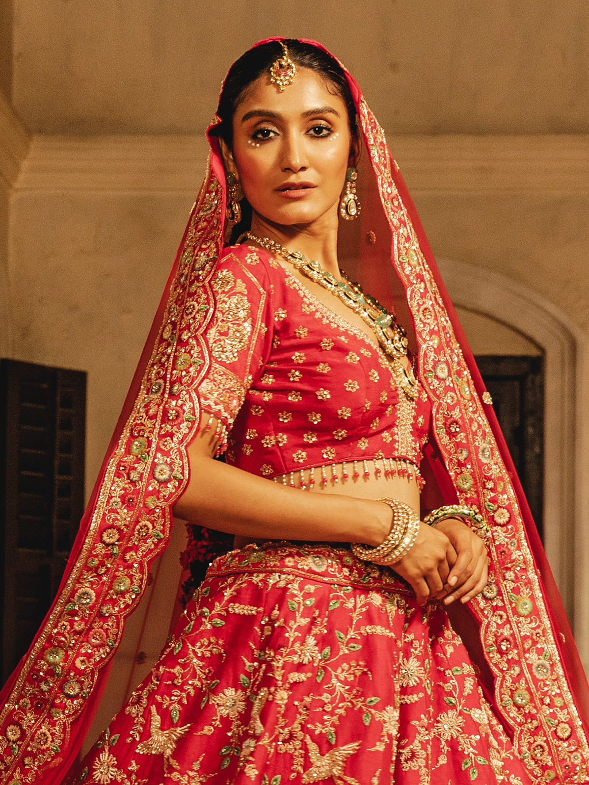 Pink raw silk lehenga choli for brides wear