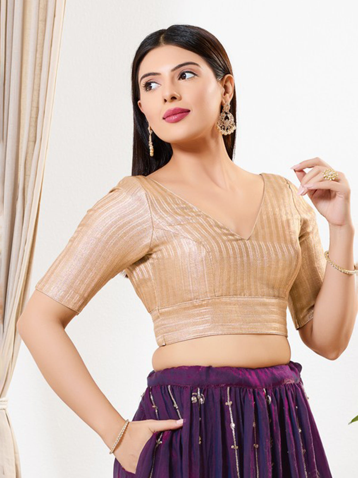 Gold zari tissue classic festive blouse