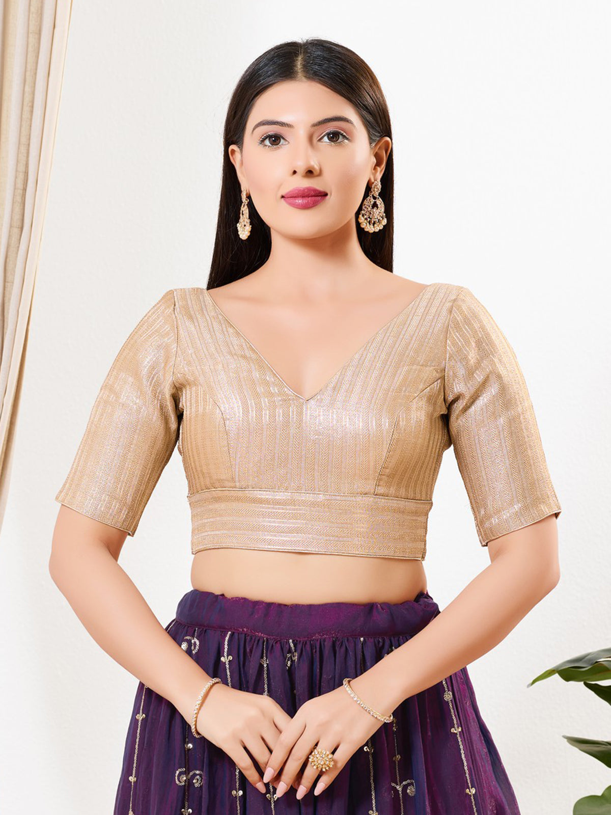 Gold zari tissue classic festive blouse