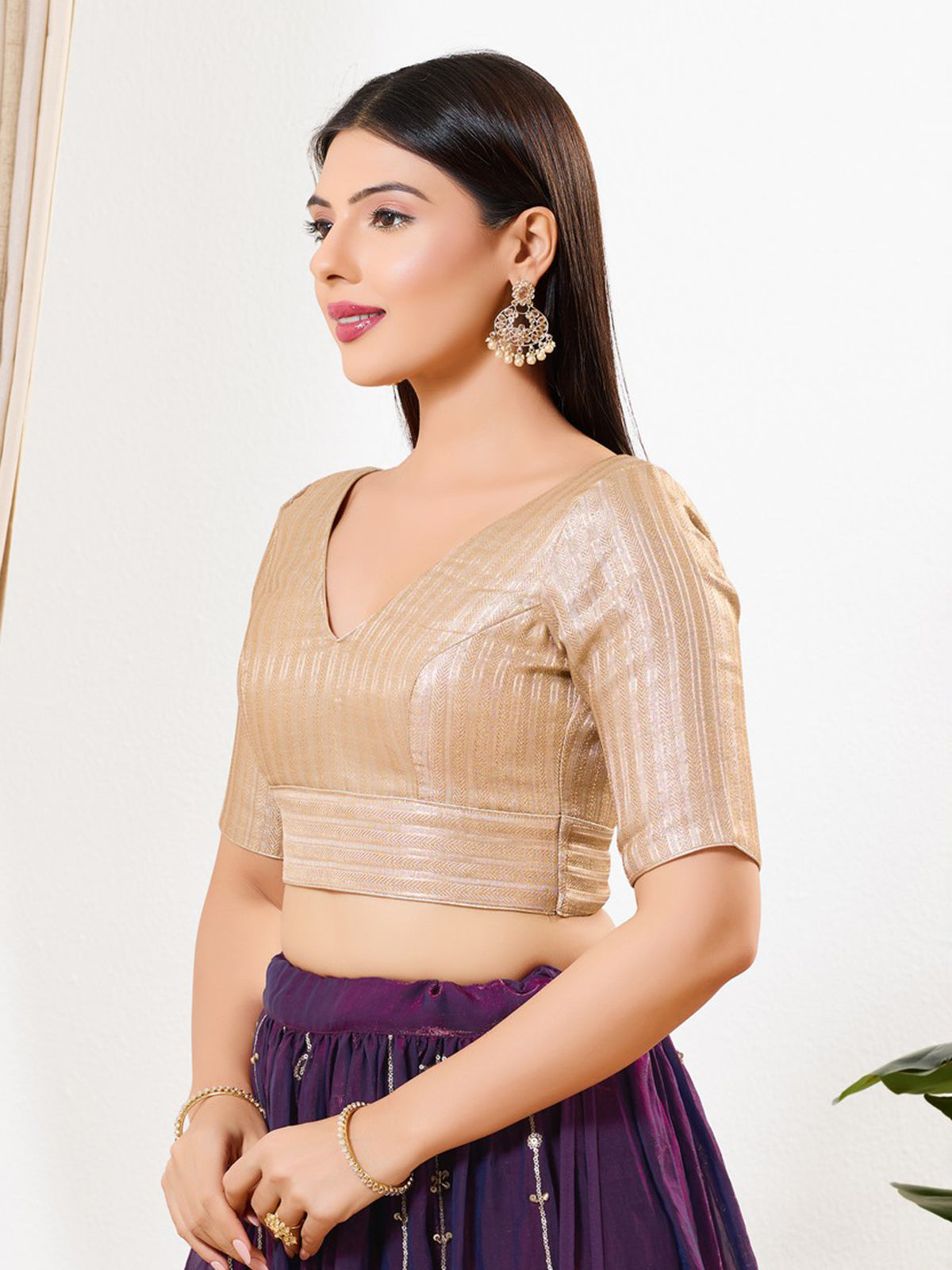 Gold zari tissue classic festive blouse