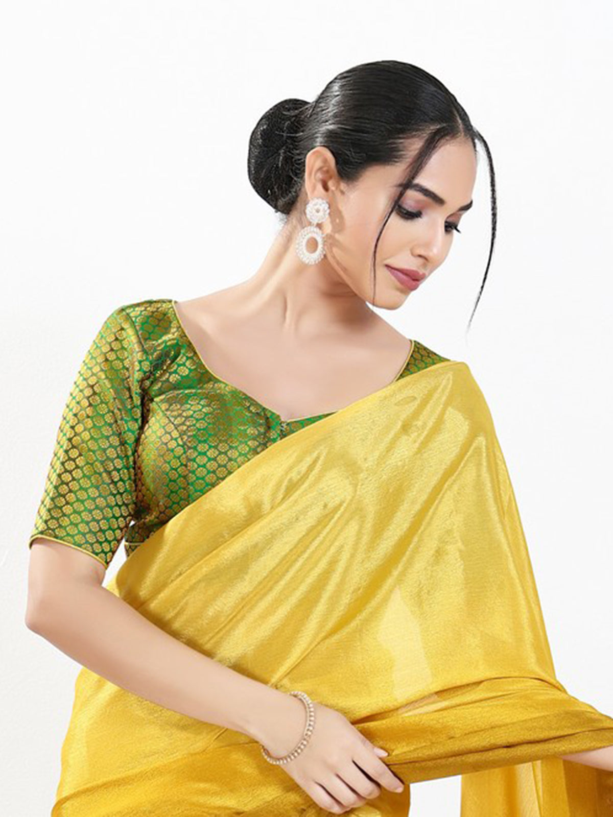 Green zari brocade sweetheart neck festive blouse
