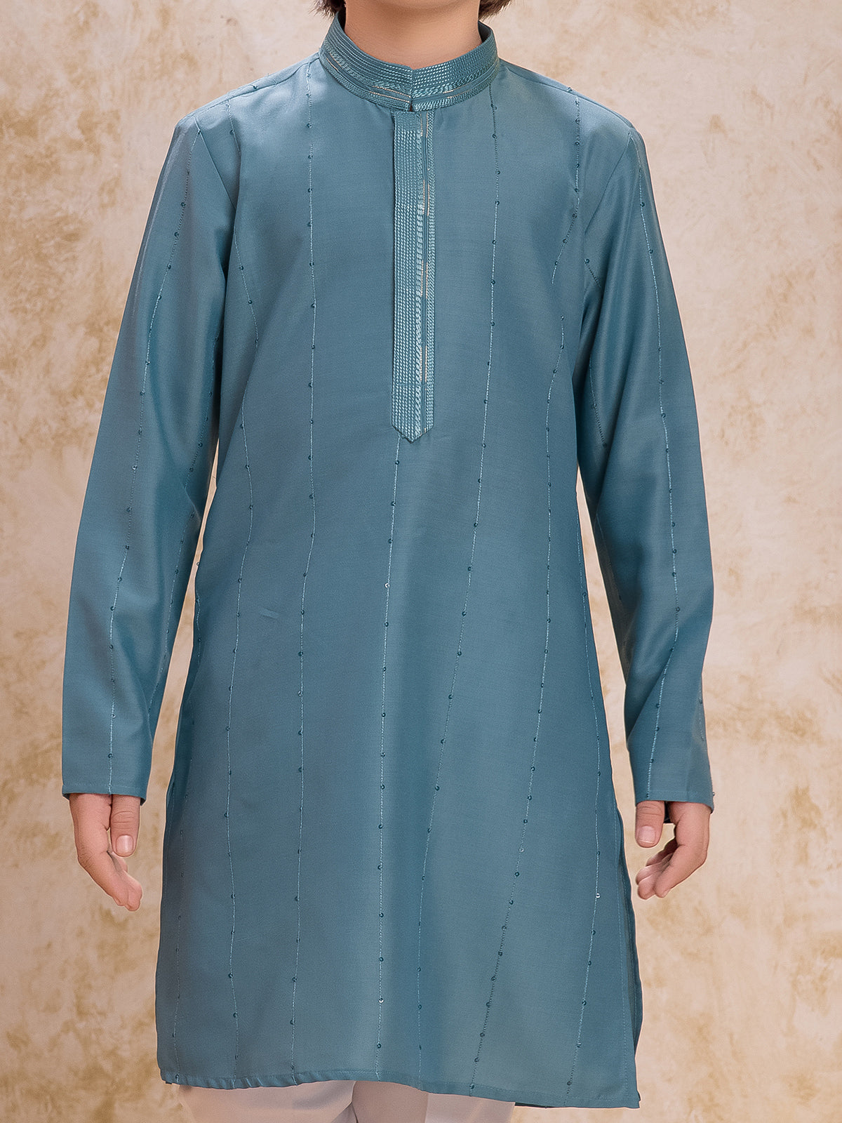 Blue cotton silk elegant kurta suit