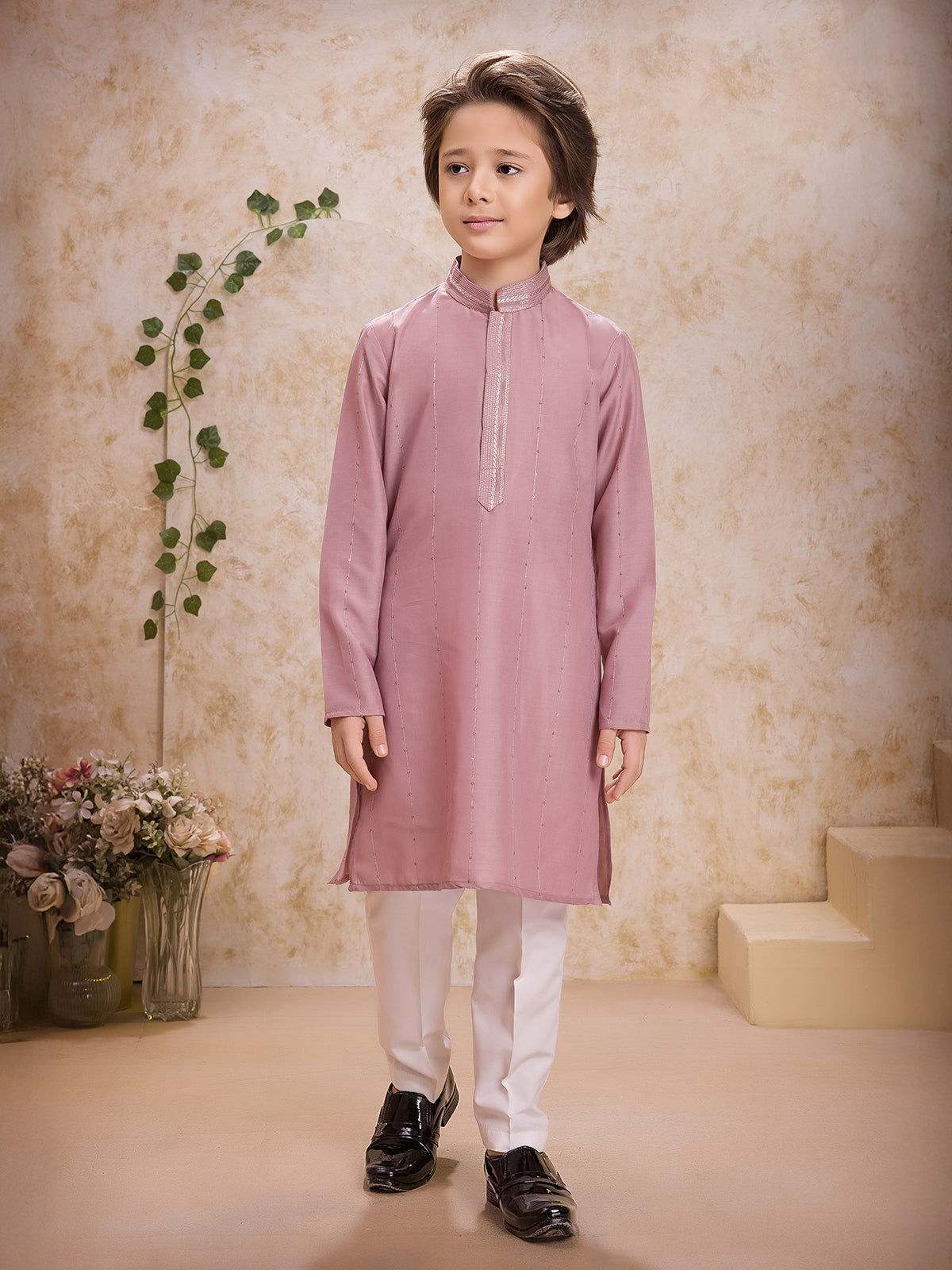 Onion pink cotton silk traditional kurta suit