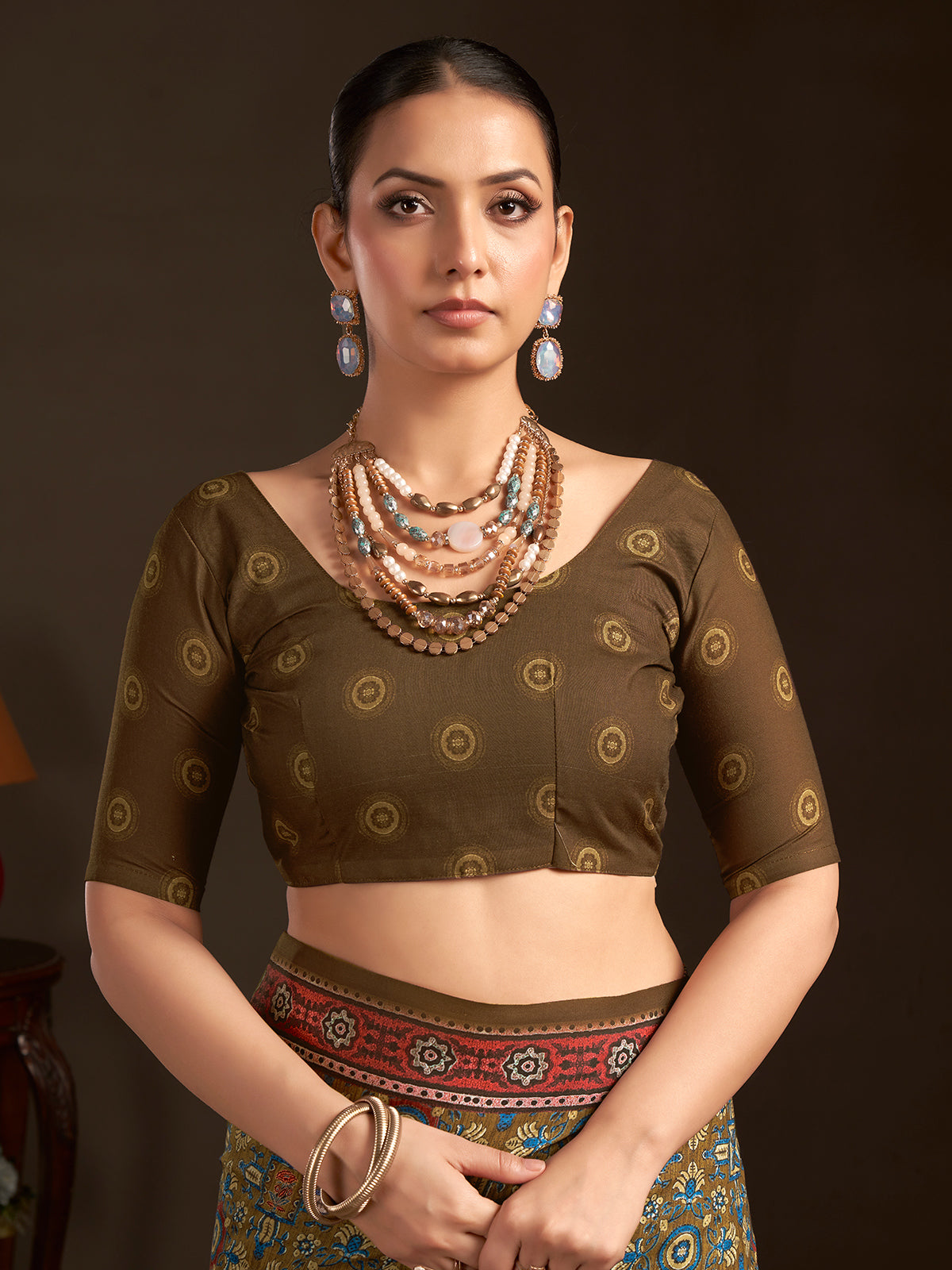 Mehndi green ready to wear silk crepe saree