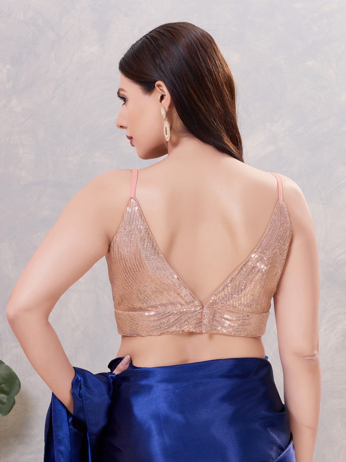 Rose pink sequin V neck sleeveless blouse