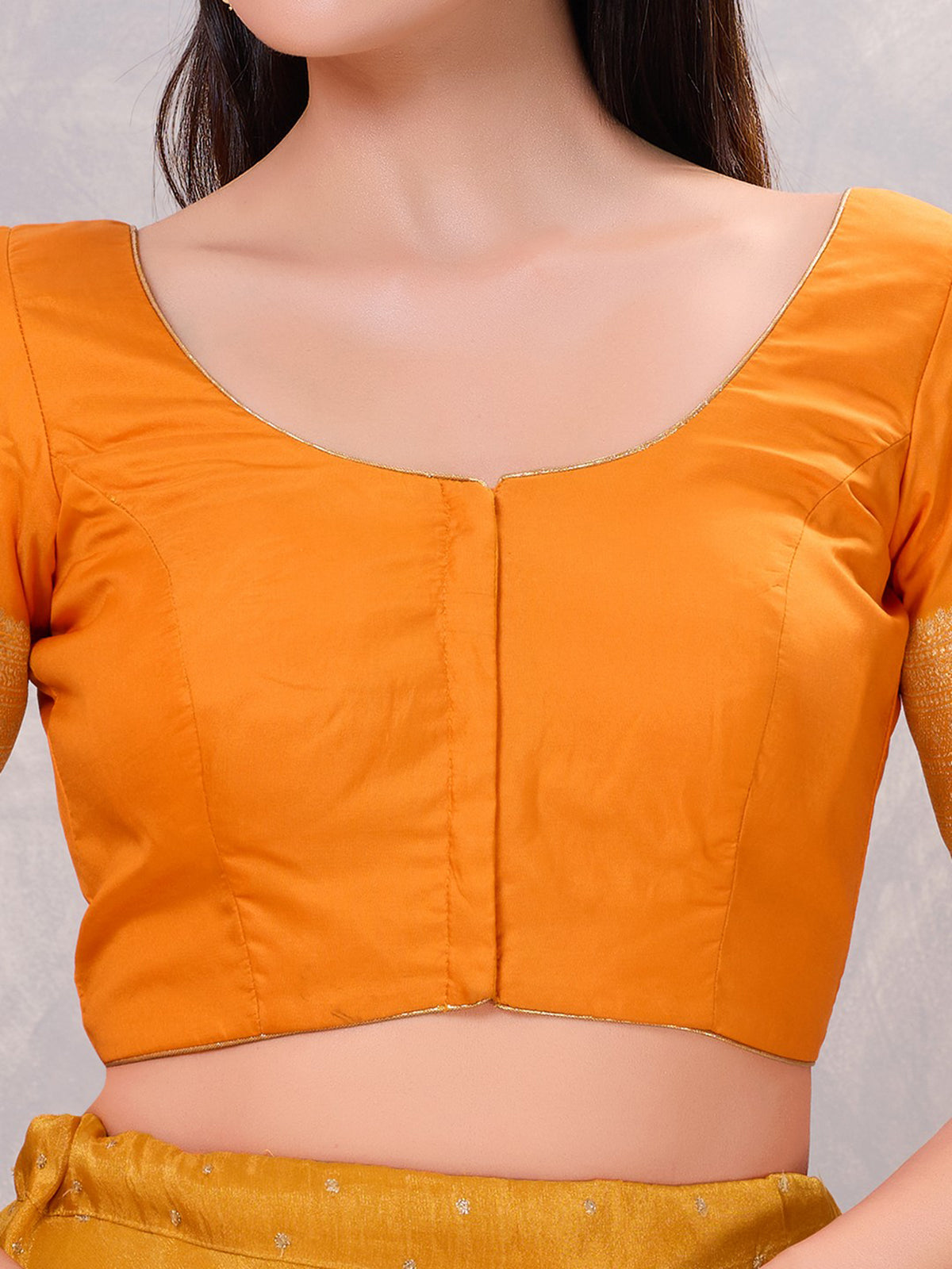 Mustard yellow silk zari classic blouse