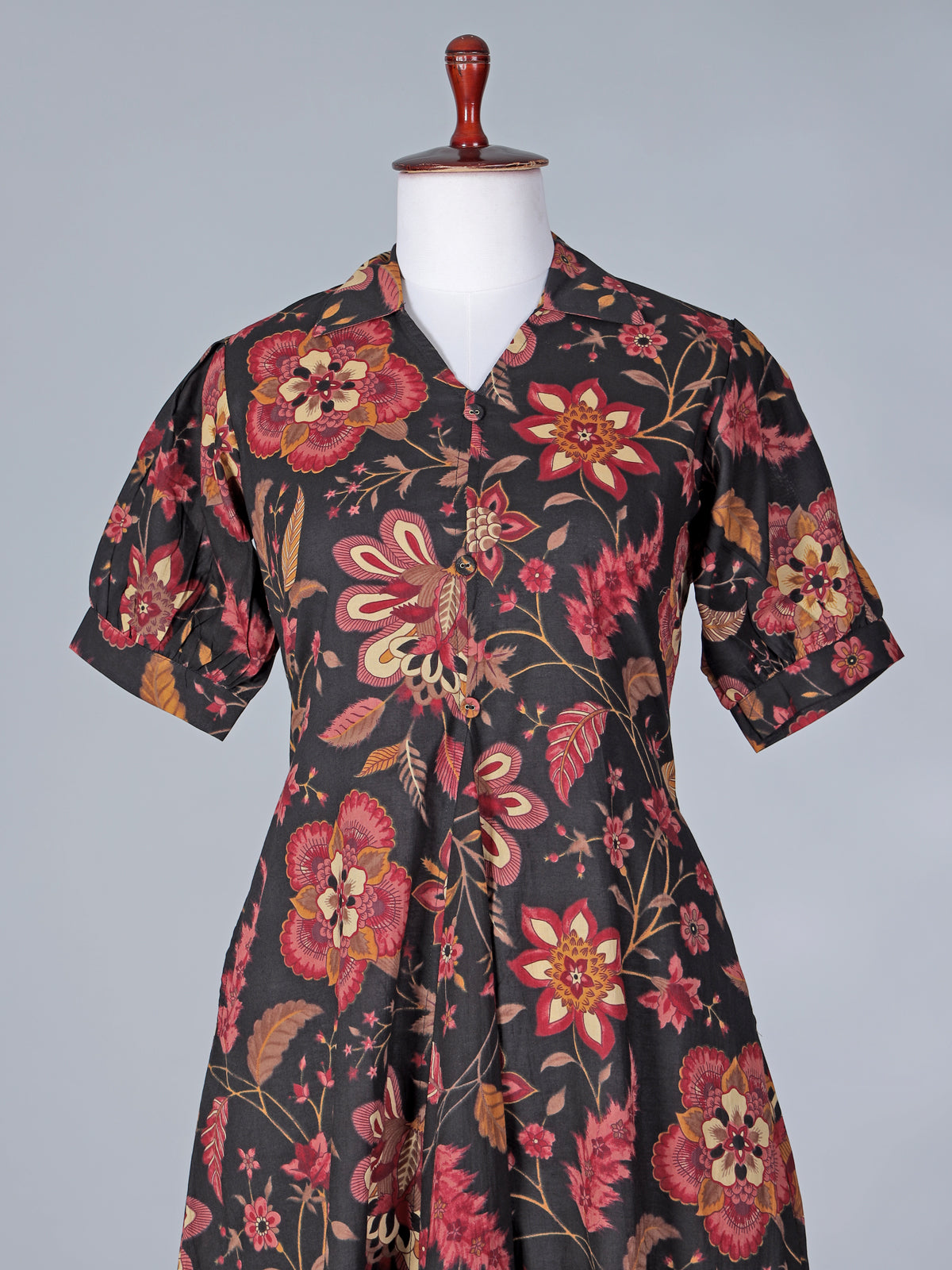 Black printed cotton silk kurti for casual wear
