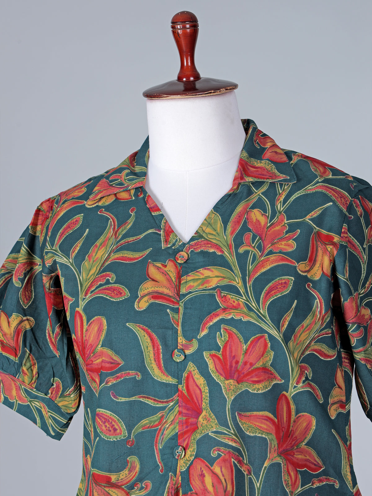 Green floral printed cotton silk kurti for women casual wear