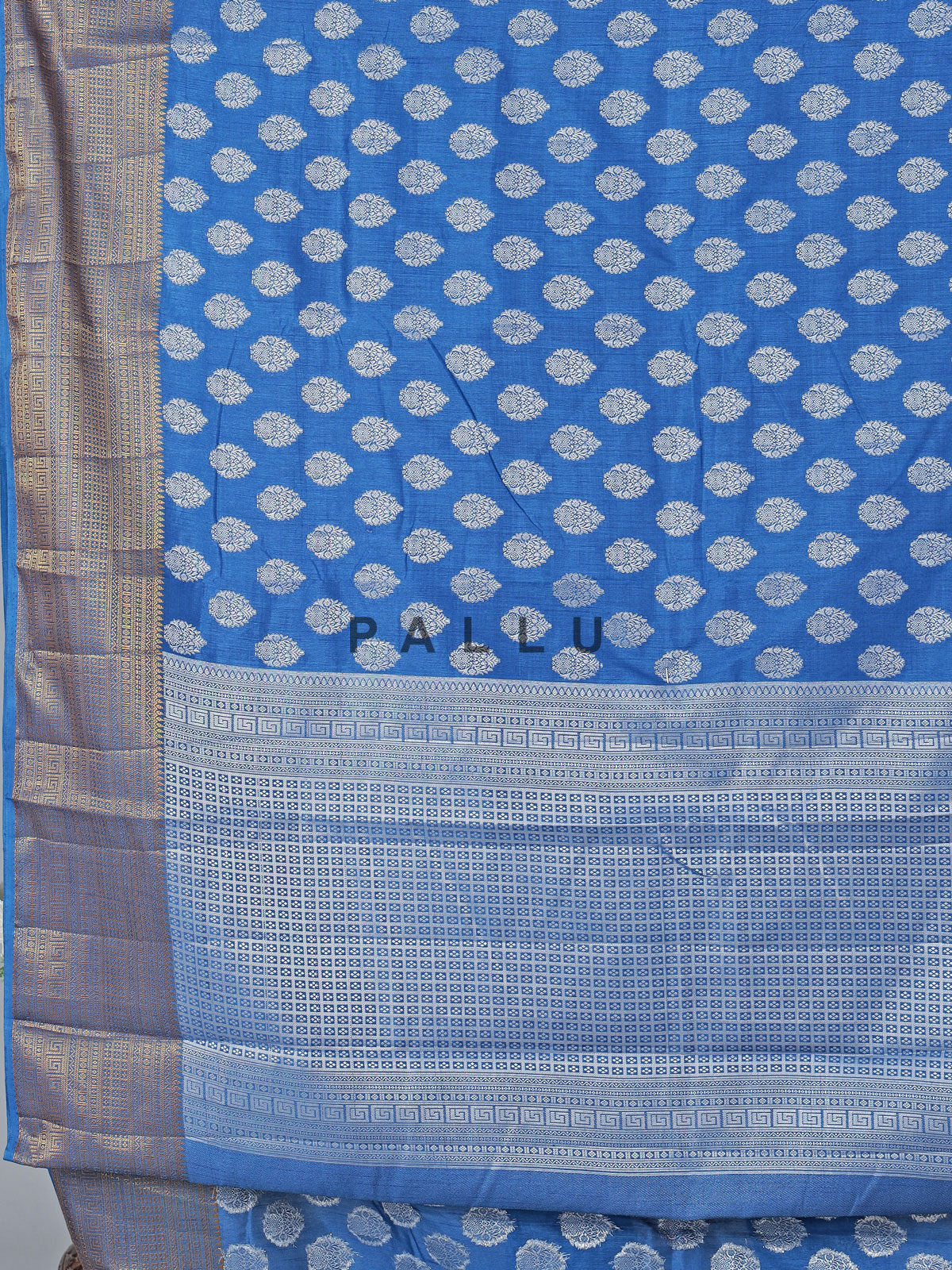 Blue art silk zari worked saree for festve celebration