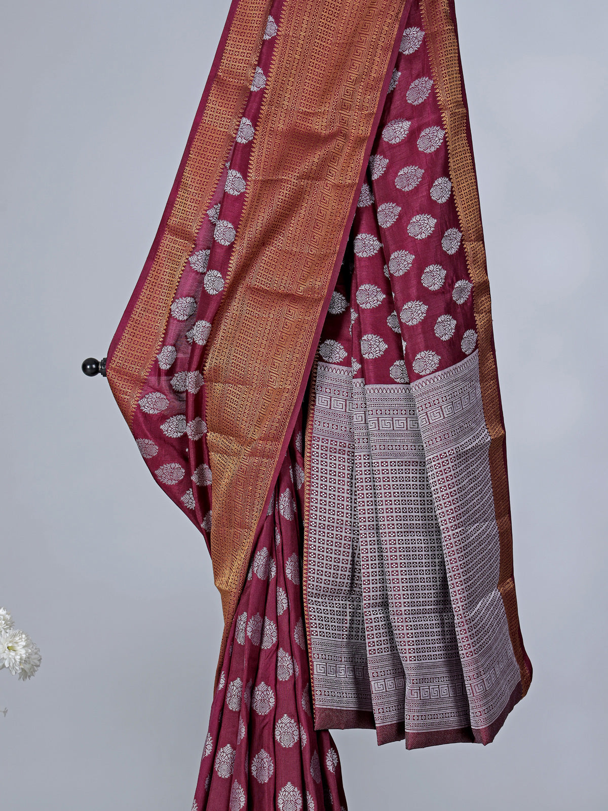 Brown zari embellished saree for wedding