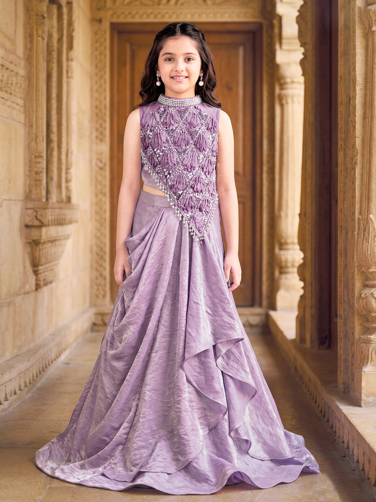 Purple silk designer reception wear lehenga choli