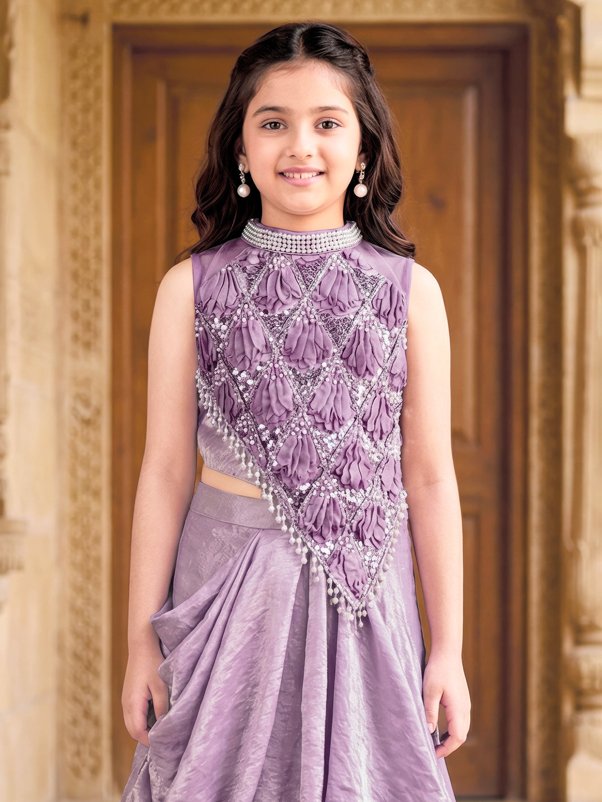 Purple silk designer reception wear lehenga choli