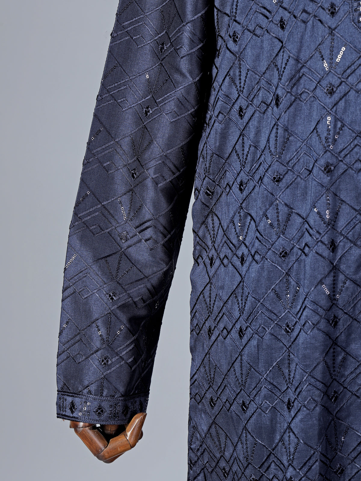 Navy blue emrodered kurta pajama for reception