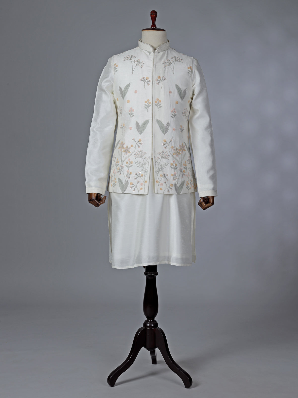 White silk waistcoat set for reception