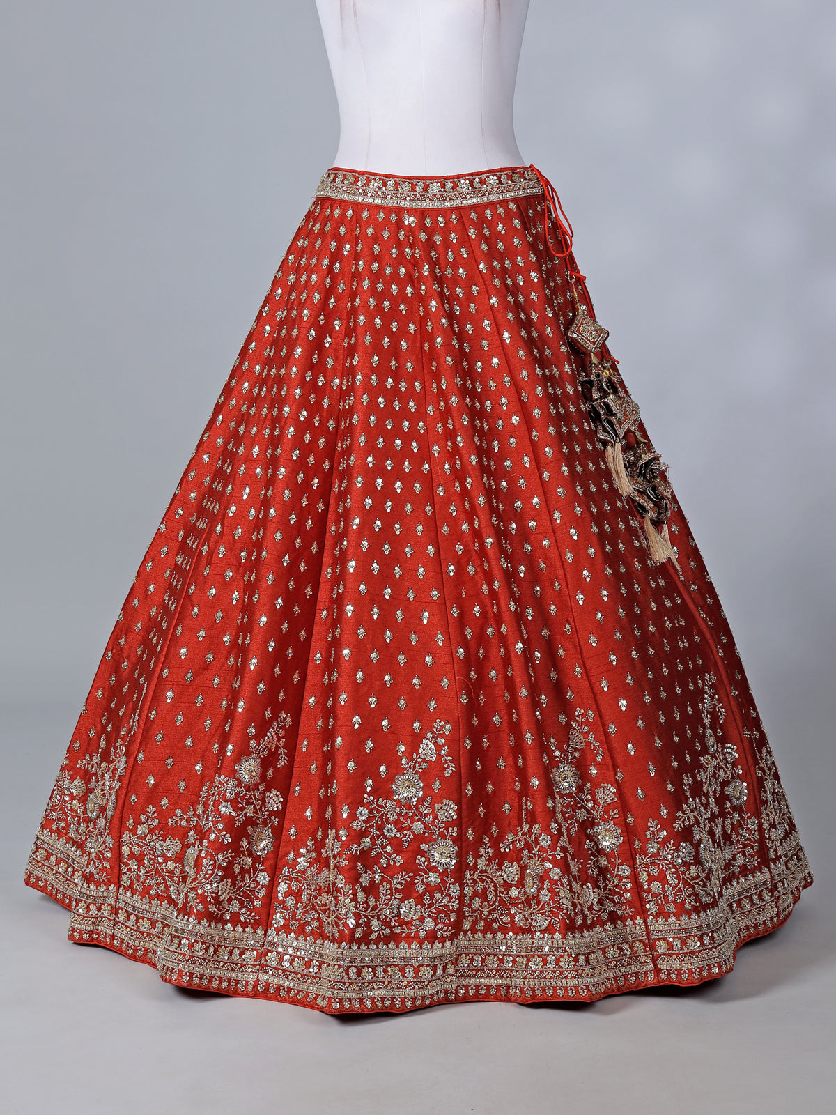 Rust red bridal silk lehenga choli