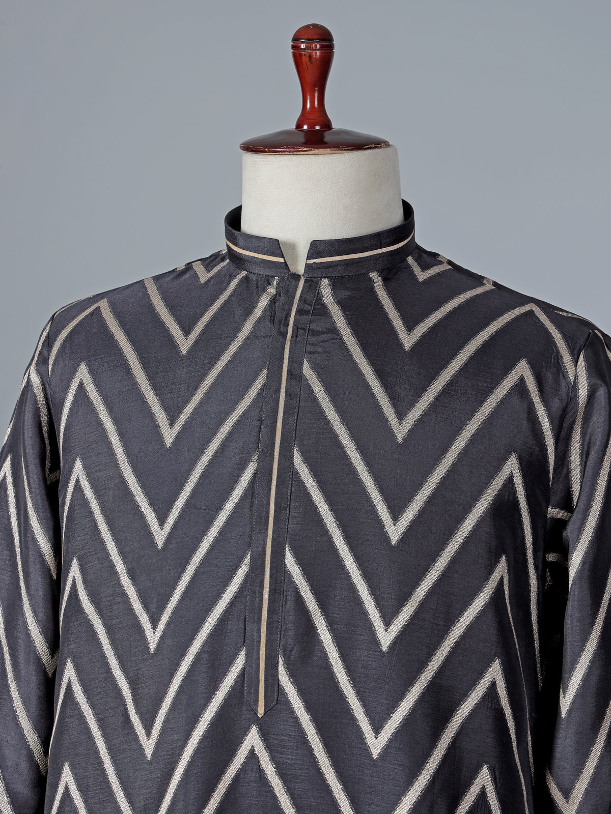 Black cotton silk kurta suit with elegant zari work