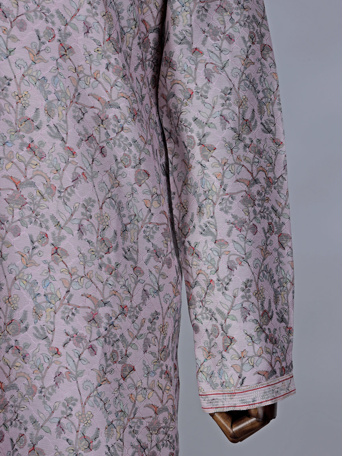 Onion pink printed cotton silk kurta suit for special occasions