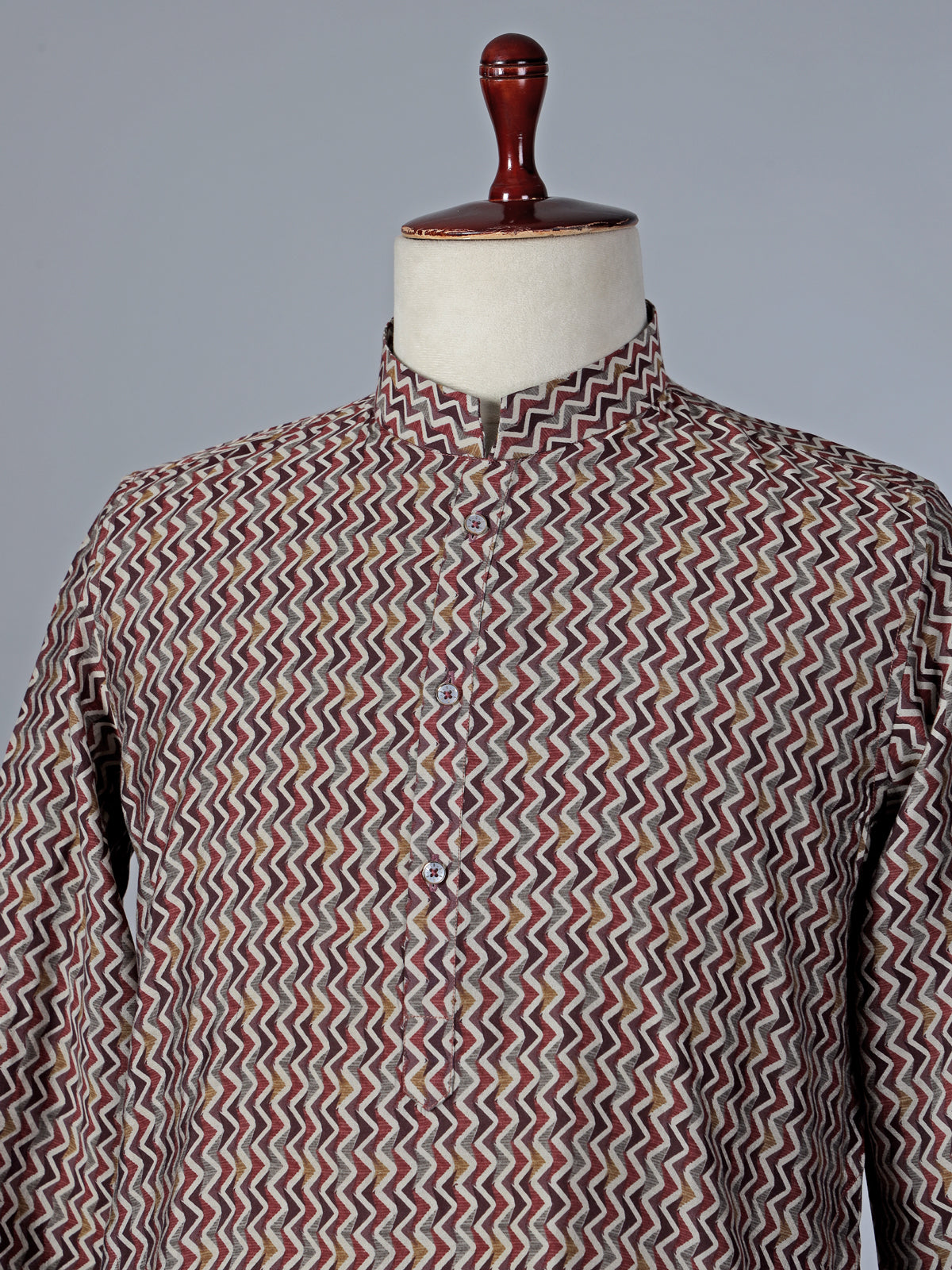 Brown printed cotton silk kurta suit with festive appeal