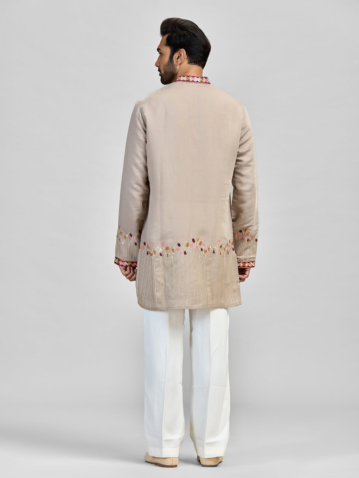 Grey silk heritage embroidered masterpiece