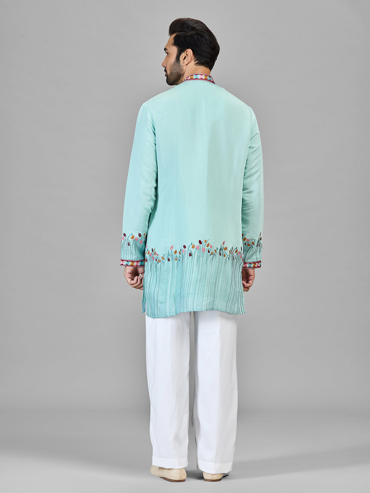 Sky blue luminous silk festive wear