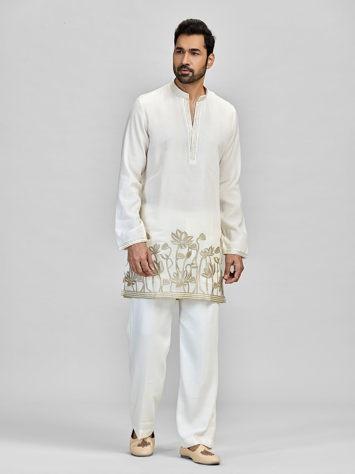 Ivory silver gota heritage celebration attire