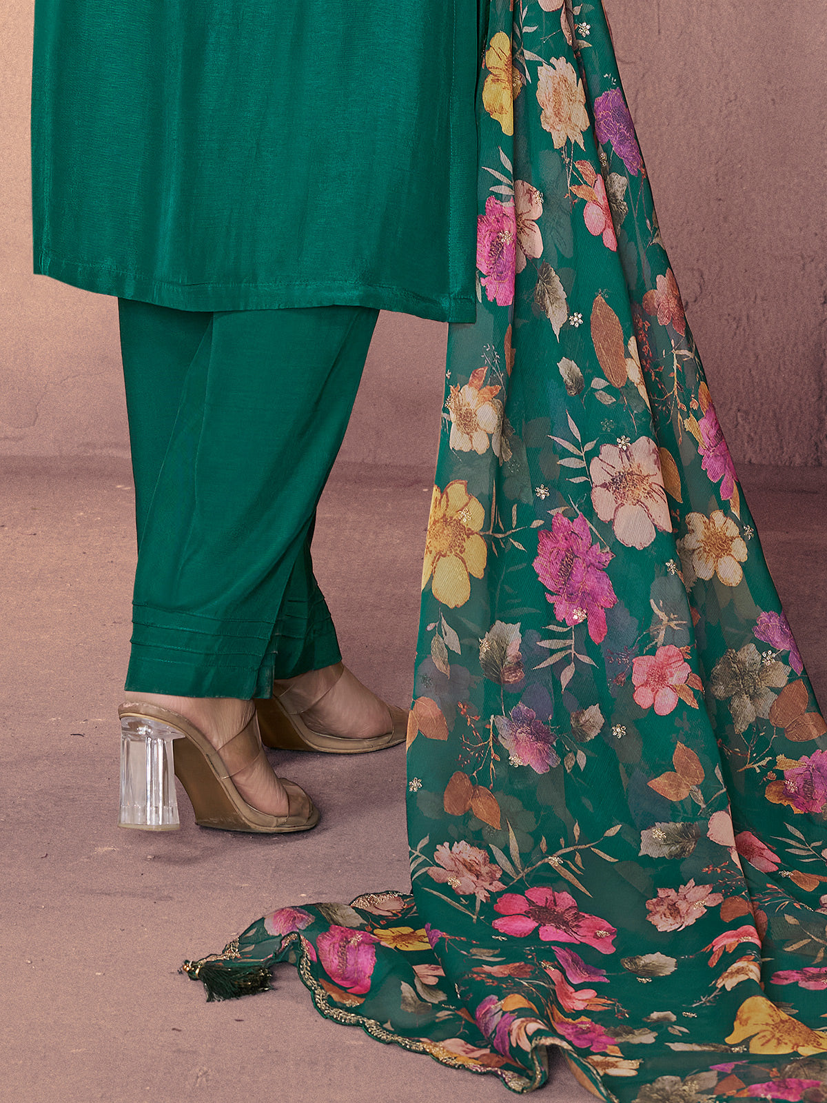 Teal green mehndi glow ethnic wear