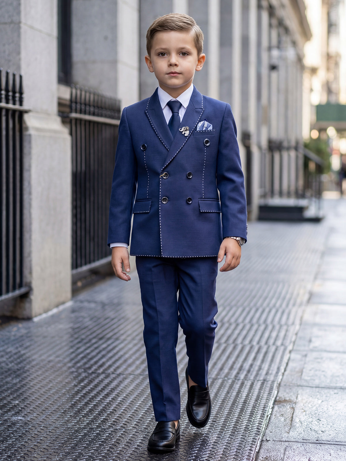 Blue terry rayon coat suit for boys