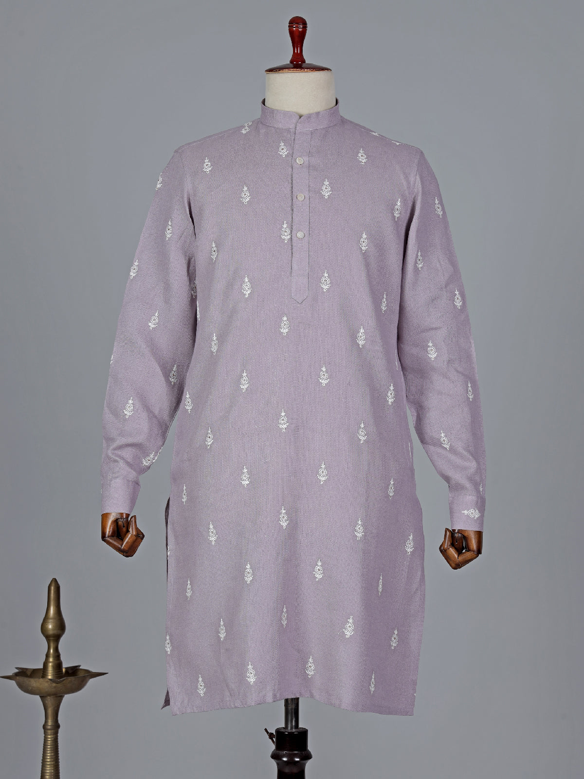 Lilac purple cotton festive kurta suit