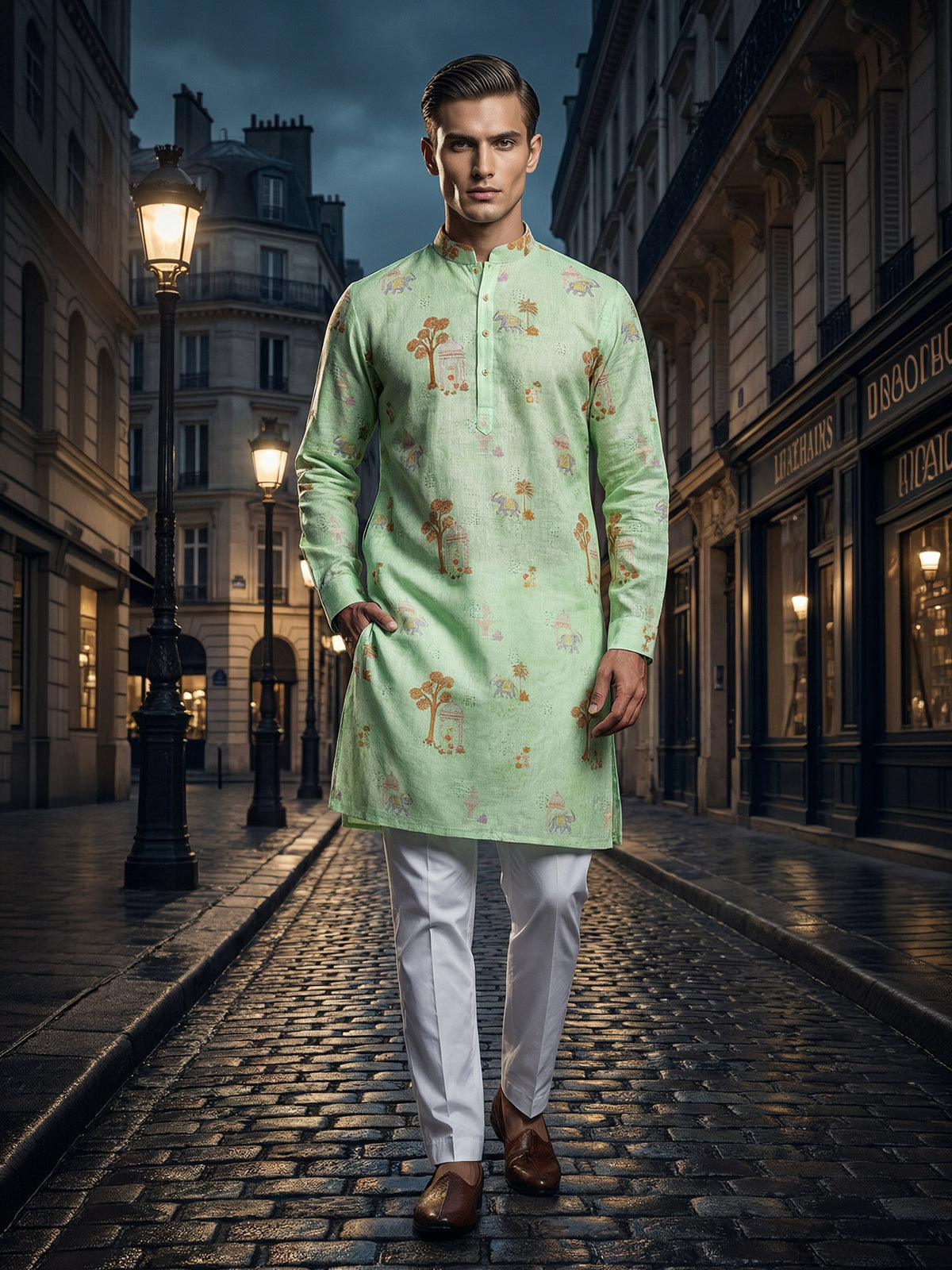 Trendy cotton printed kurta suit