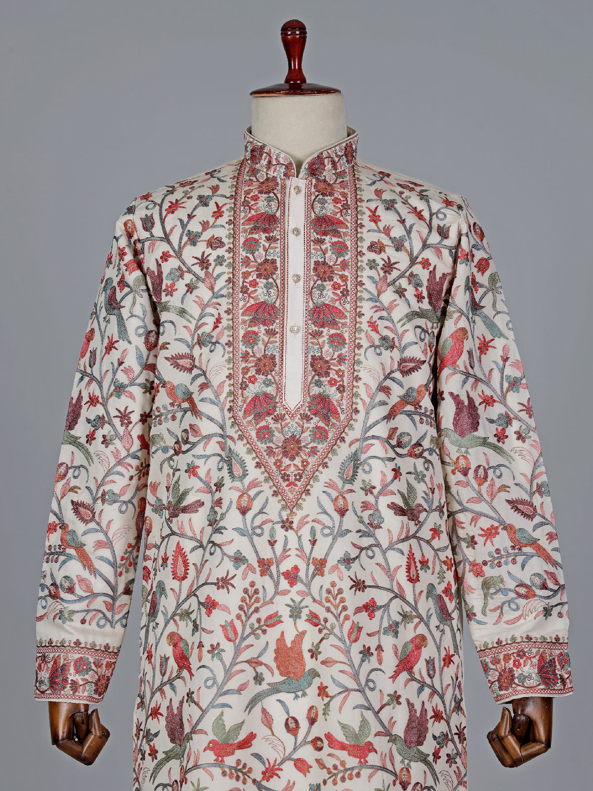 White embroidery silk kurta suit